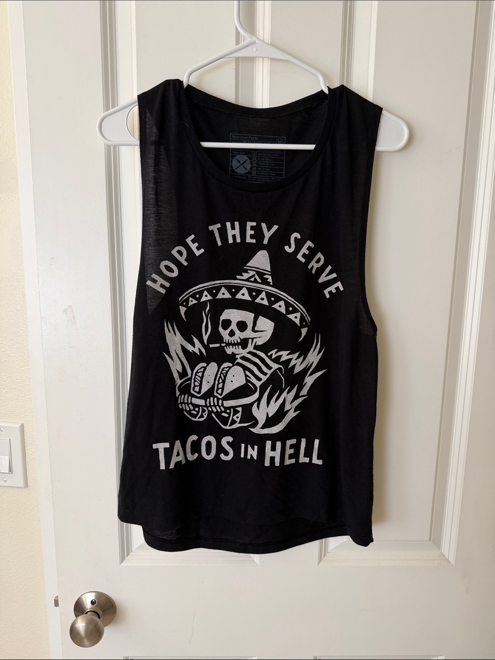 Black Graphic Muscle Tank Top - Hope They Serve Tacos In Hell